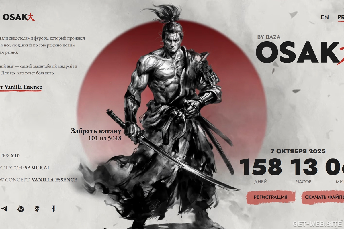 Верстка сайта Osaka для проекта Baza